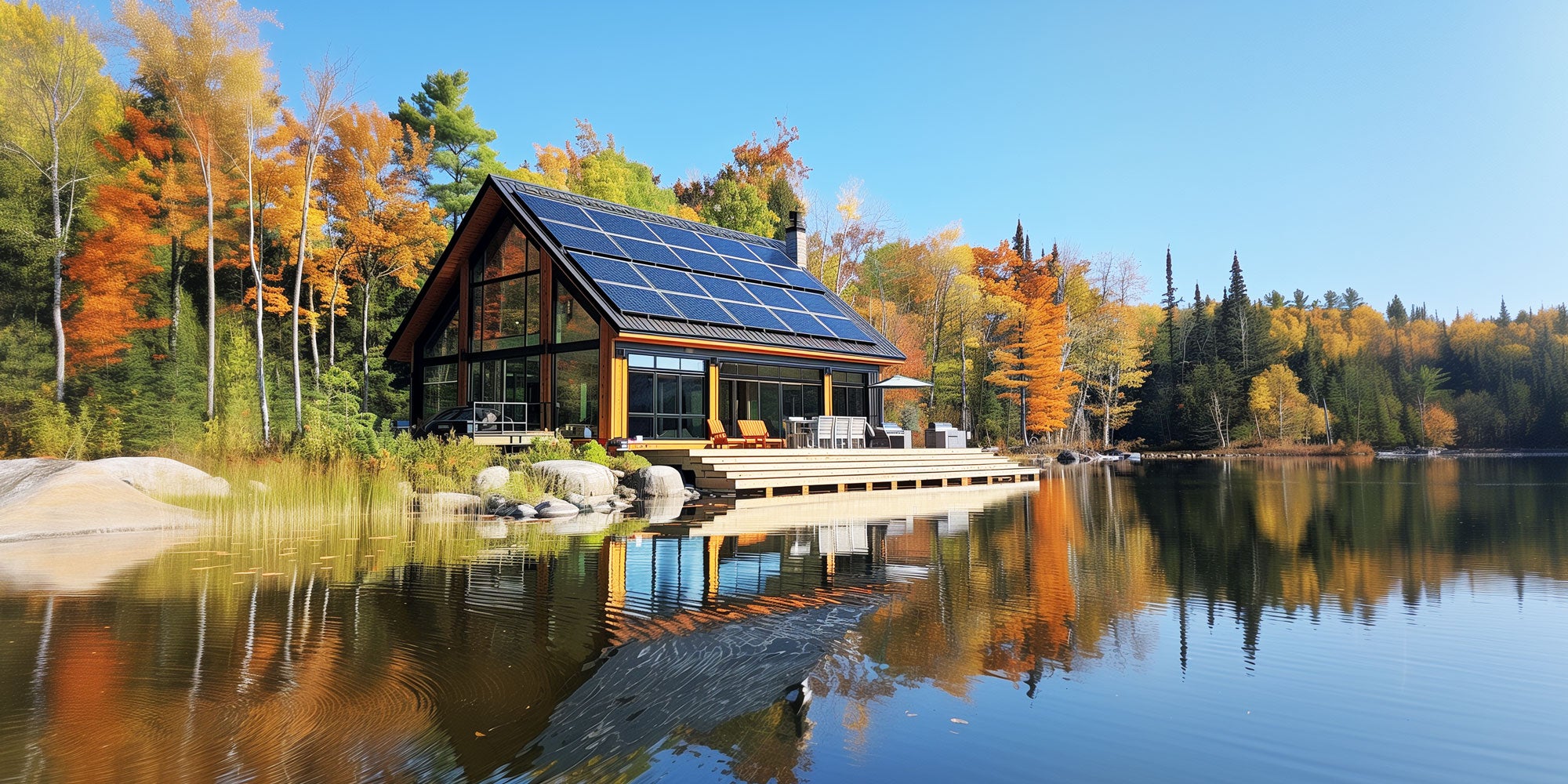 Haus am See mit Off-Grid Batteriemanagement von HOOTS BATTERY