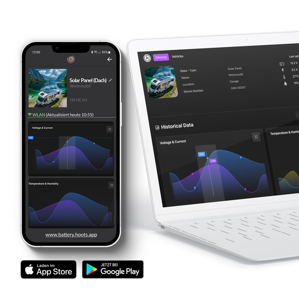HOOTS BATTERY Wohnmobil Autobatterie Solar Batteriemonitor Software