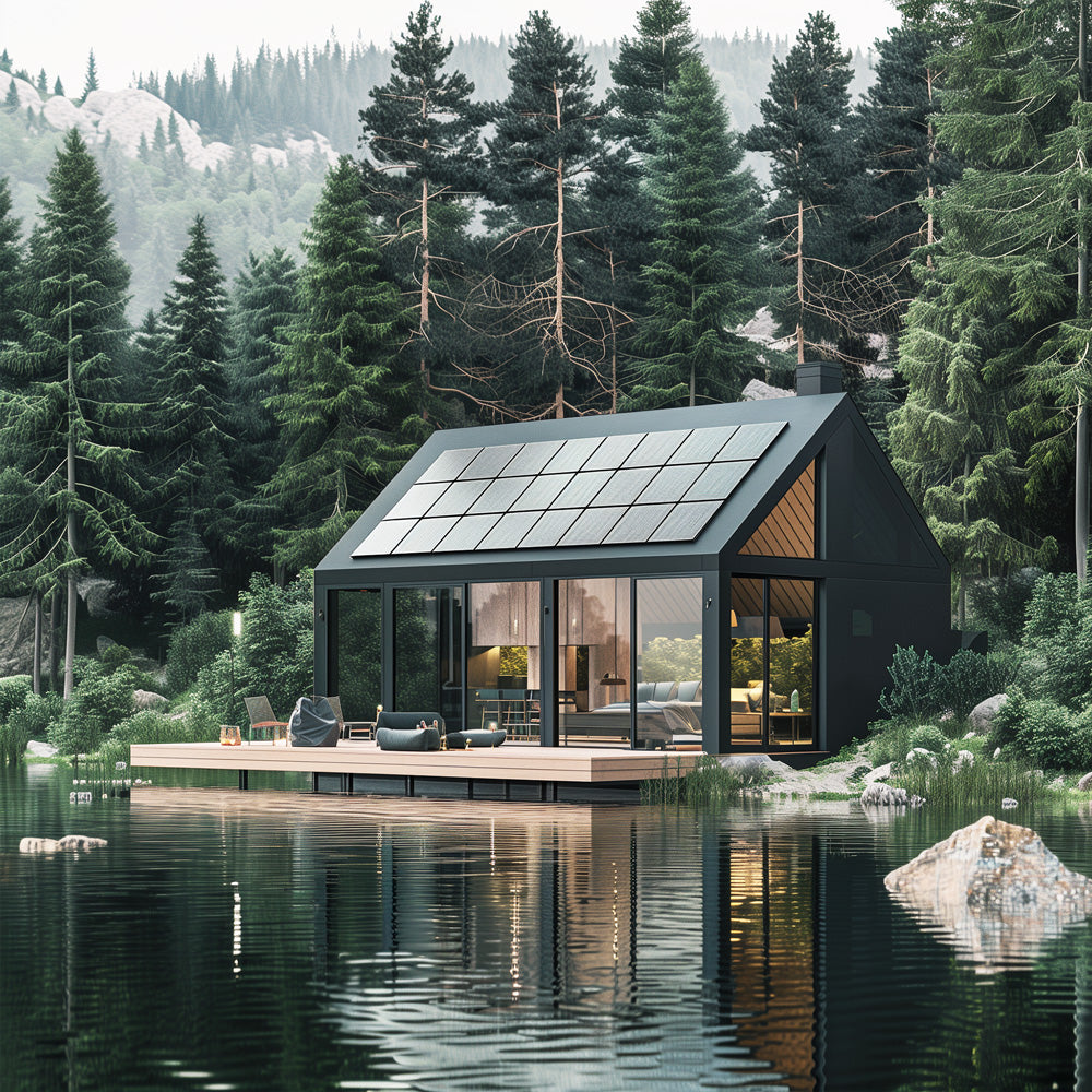 Haus am See mit autarker Solar Energielösung und HOOTS Batteriemonitor