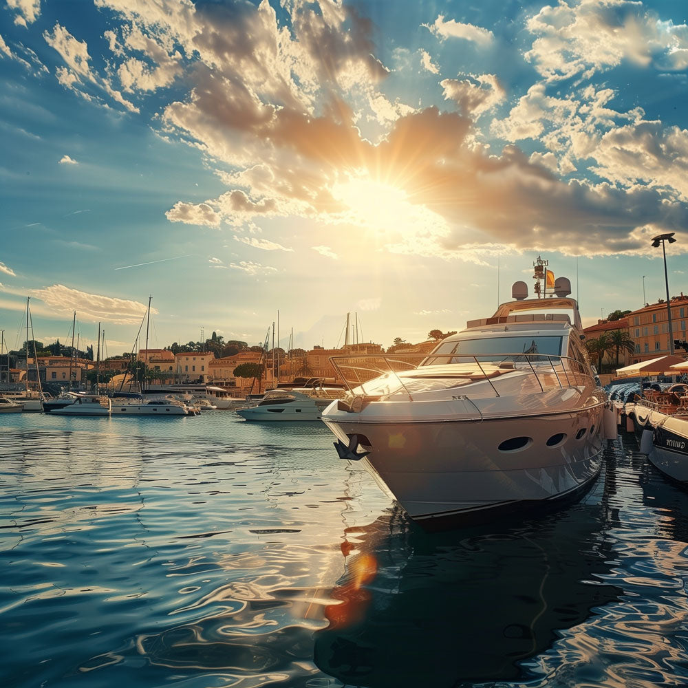 Motoryacht mit Batteriecomputer im Hafen von Côte d’Azur